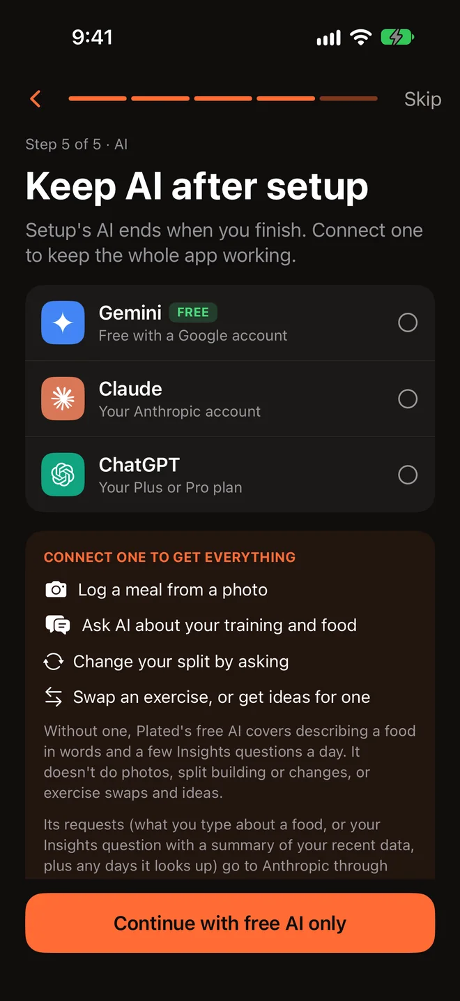 Setup step 5, Keep AI after setup, with Gemini, Claude and ChatGPT